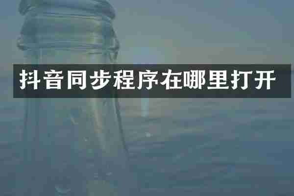 抖音同步程序在哪里打开
