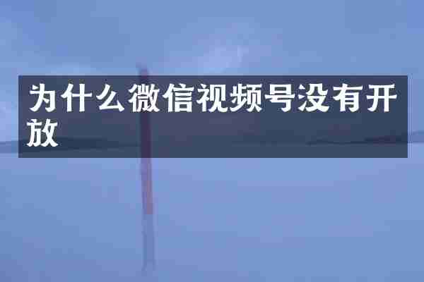 为什么微信视频号没有开放