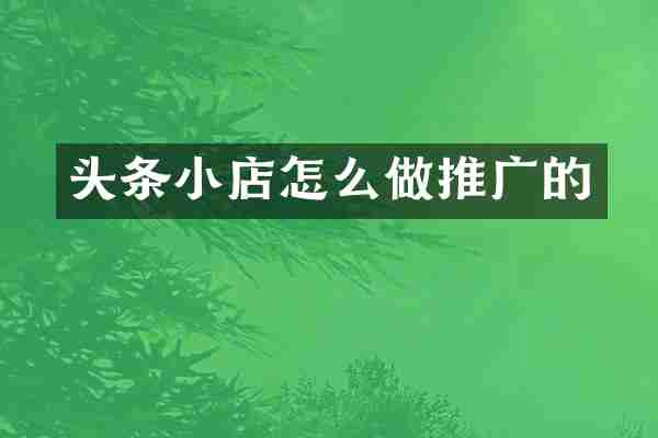 头条小店怎么做推广的