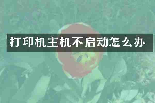 打印机主机不启动怎么办