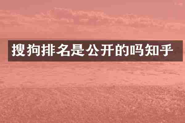 搜狗排名是公开的吗知乎