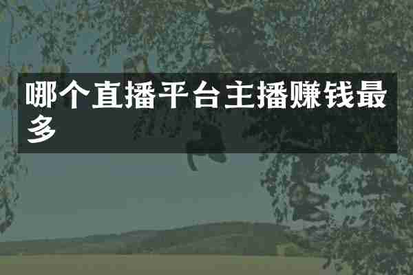 哪个直播平台主播赚钱最多