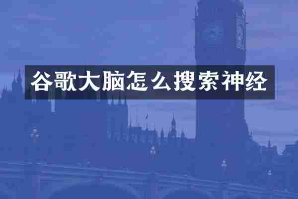 谷歌大脑怎么搜索神经