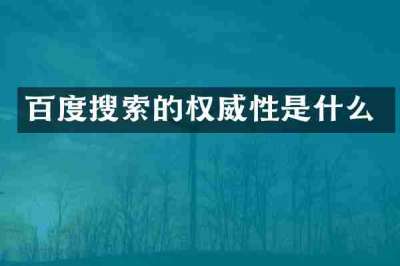 百度搜索的权威性是什么