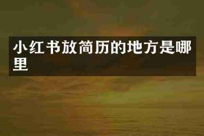 小红书放简历的地方是哪里