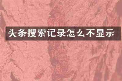 头条搜索记录怎么不显示