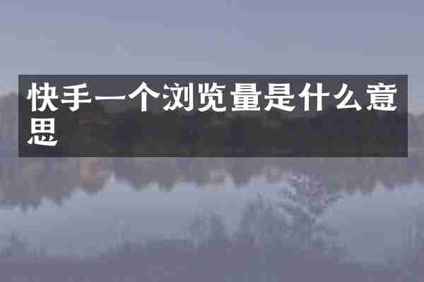 快手一个浏览量是什么意思