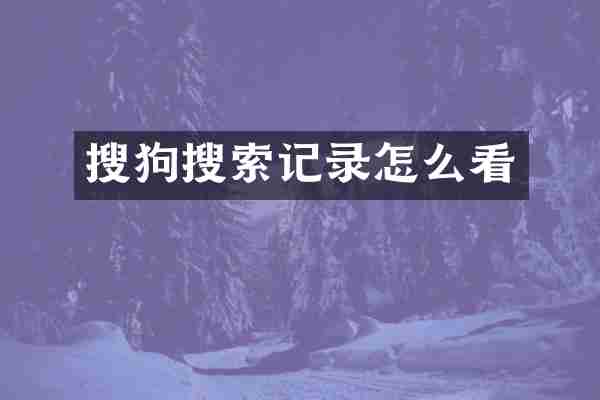 搜狗搜索记录怎么看