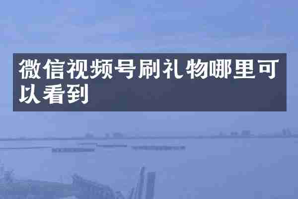 微信视频号刷礼物哪里可以看到