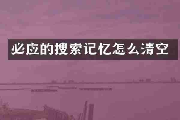 必应的搜索记忆怎么清空