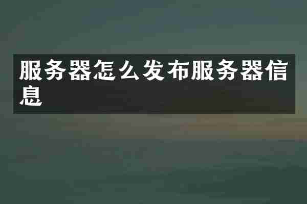 服务器怎么发布服务器信息