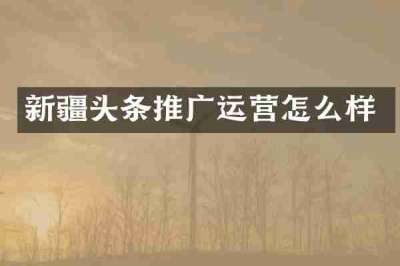 新疆头条推广运营怎么样