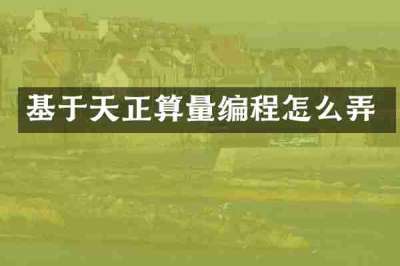 基于天正算量编程怎么弄
