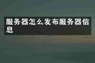 服务器怎么发布服务器信息