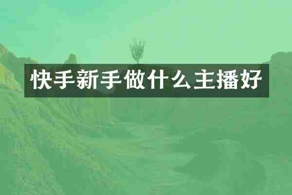 快手新手做什么主播好