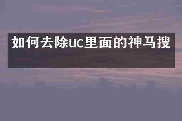 如何去除uc里面的神马搜索