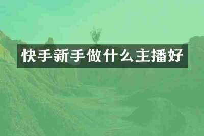 快手新手做什么主播好