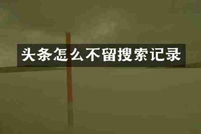 头条怎么不留搜索记录