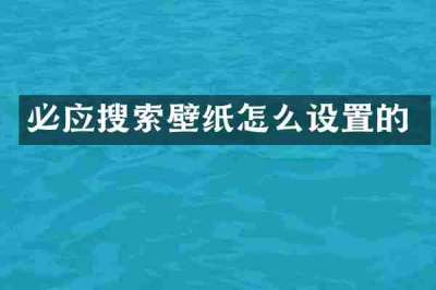 必应搜索壁纸怎么设置的