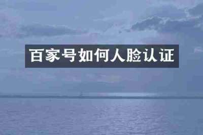 百家号如何人脸认证