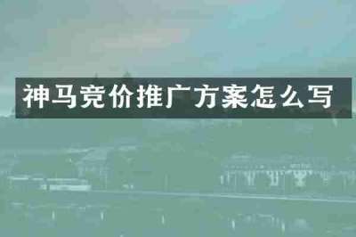 神马竞价推广方案怎么写