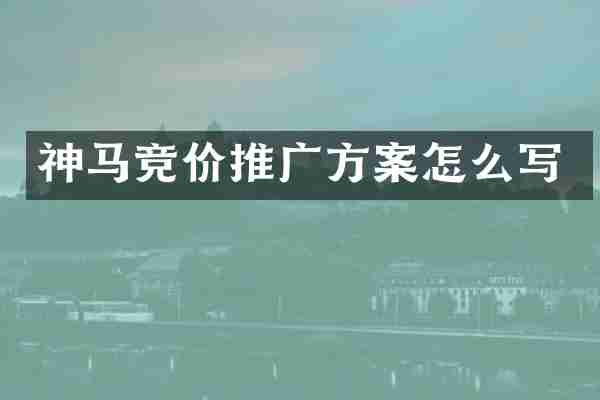 神马竞价推广方案怎么写