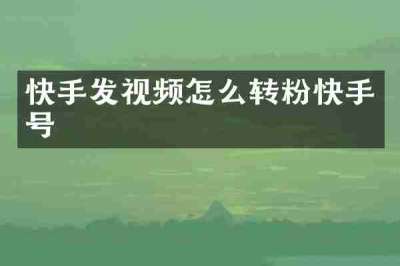 快手发视频怎么转粉快手号