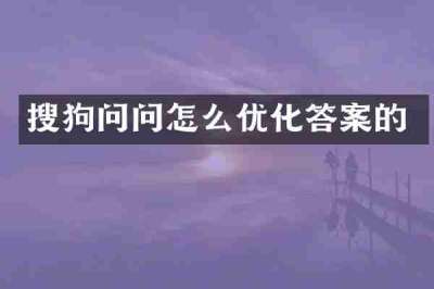 搜狗问问怎么优化答案的