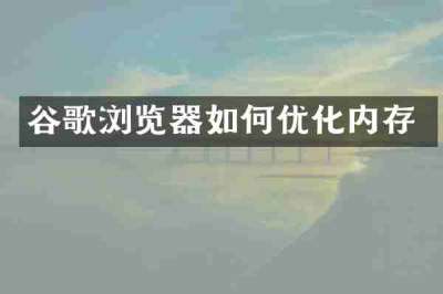 谷歌浏览器如何优化内存