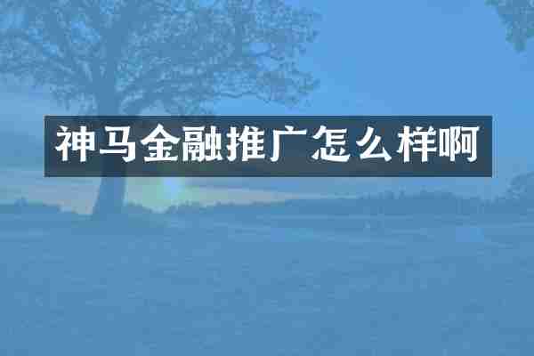 神马金融推广怎么样啊