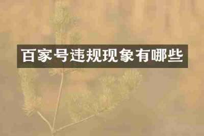 百家号违规现象有哪些
