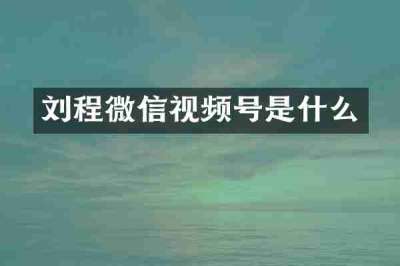 刘程微信视频号是什么