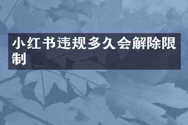 小红书违规多久会解除限制