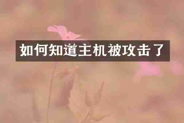 如何知道主机被攻击了