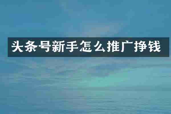 头条号新手怎么推广挣钱