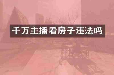 千万主播看房子违法吗