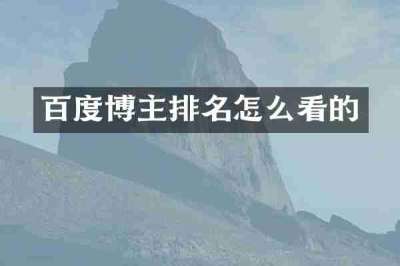 百度博主排名怎么看的