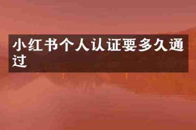小红书个人认证要多久通过