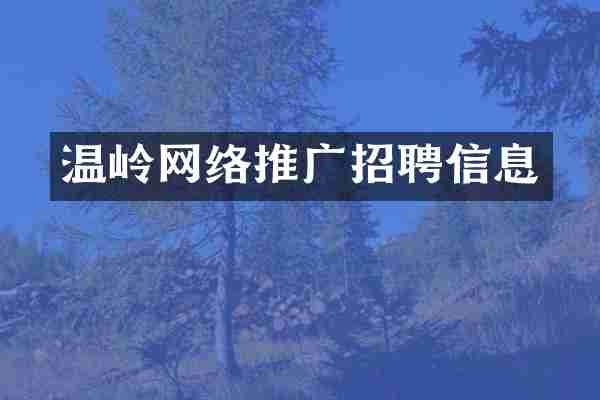温岭网络推广招聘信息