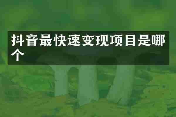 抖音最快速变现项目是哪个