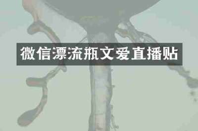 微信漂流瓶文爱直播贴