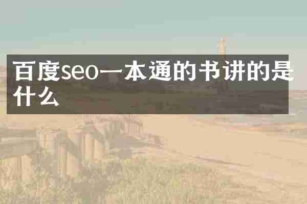 百度seo一本通的书讲的是什么