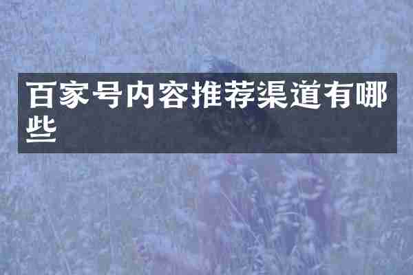 百家号内容推荐渠道有哪些
