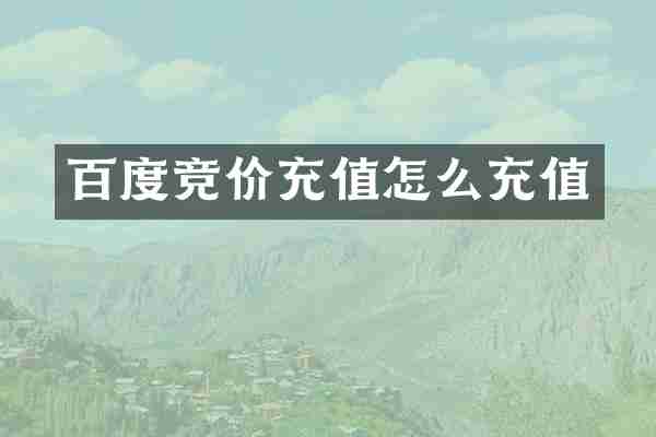 百度竞价充值怎么充值