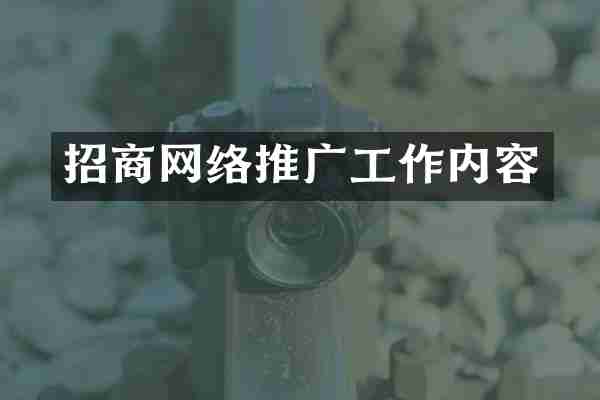招商网络推广工作内容