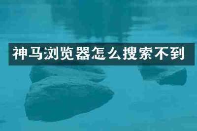 神马浏览器怎么搜索不到