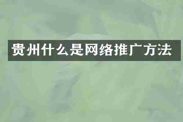 贵州什么是网络推广方法