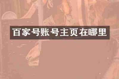 百家号账号主页在哪里
