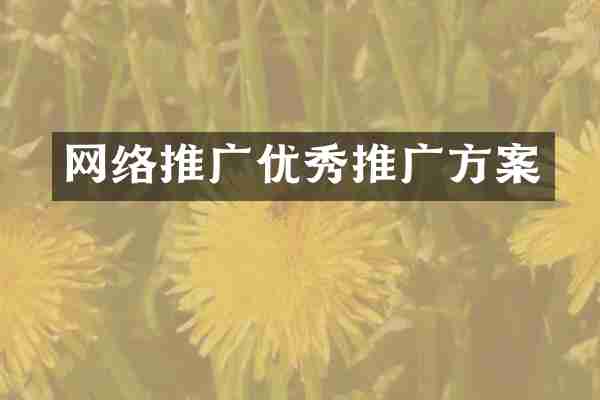 网络推广优秀推广方案