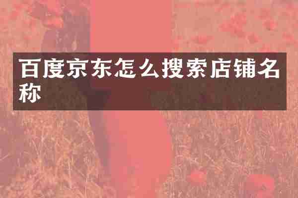 百度京东怎么搜索店铺名称